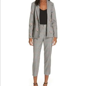 Ted Baker Grey Plaid Suit w/ embroidery. Size 4-6 (Ted Size 2). Jacket/Pants